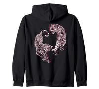 Retro japonés Glitch Art Tiger Sumi-e Fighter Graphic Sudadera con Capucha