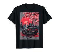 Retro japonés JDM Drift Race Car Tokio Sakura Blossom Art Camiseta gráfica económica, Hombre, Negro, L