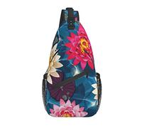 Retro japonés Koi Carps Fish Lotus Flower Cross Chest Bag Diagonalmente Sling Mochila Crossbody Bandolera Viajes Senderismo Mochilas para Hombres Mujeres