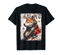 Retro Japonés Mecha Shiba Inu Cyborg Ukiyo-E Estilo Anime Camiseta