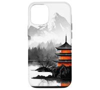 Retro Japonés Montaña Serenidad Pagoda Reflexión Carcasa para iPhone 12/12 Pro