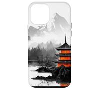 Retro Japonés Montaña Serenidad Pagoda Reflexión Carcasa para iPhone 12 mini