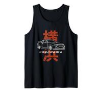 Retro JDM Drift Coche Japón Yokohama Bayshore Japonés Kanji Camiseta sin Mangas