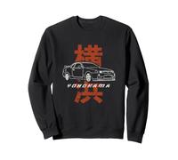 Retro JDM Drift Coche Japón Yokohama Bayshore Japonés Kanji Sudadera