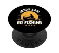 Retro Jesús dijo ir a pescar - Christian Fisherman Lucas 5:14 PopSockets PopGrip Adhesivo
