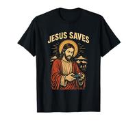Retro Jesús Gamer Christian Faith Divertido Jesús Juego de Palabras Diversión Camiseta