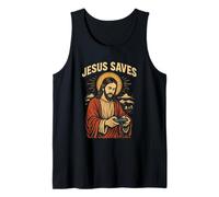 Retro Jesús Gamer Christian Faith Divertido Jesús Juego de Palabras Diversión Camiseta sin Mangas