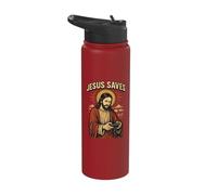 Retro Jesús Gamer Christian Faith Divertido Jesús Juego de palabras Diversión Stainless Steel Insulated Water Bottle