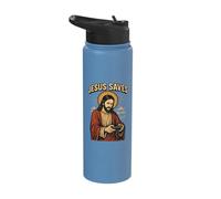 Retro Jesús Gamer Christian Faith Divertido Jesús Juego de palabras Diversión Stainless Steel Insulated Water Bottle