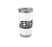 Retro Jesús salvó mi vida Diseño cristiano Vaso térmico de acero inoxidable de doble pared