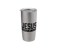 Retro Jesús salvó mi vida Diseño cristiano Vaso térmico de acero inoxidable de doble pared
