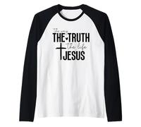 Retro Jesus The Life - Versículo bíblico edificante fe Cristiana Camiseta Manga Raglan