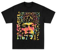Retro Jimi Hendrix Music Hort Sleeve T-Shirt Black M