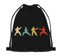 Retro Karate Judo Silueta Artes Marciales Mochila Cuerda Manera Saco De Gimnasia con Cordón Bolsas Cordon De Gimnasio para Viaje Yoga Deporte