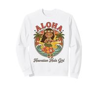 Retro Kawaii Hula Girl Aloha Tropical Playa Atardecer Hawaii Sudadera