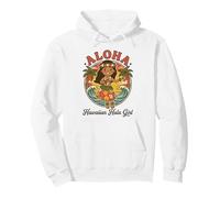 Retro Kawaii Hula Girl Aloha Tropical Playa Atardecer Hawaii Sudadera con Capucha