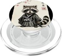 Retro Kawaii Samurai Cat Sakura Arte Vintage Japonés PopSockets PopGrip para MagSafe