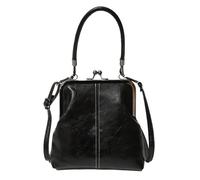 Retro Kiss Lock Handbag, British Style PU Leather Purse, 7.5x7.5x1.8inch Adjustable Vintage Holder with Frame, Elegant Compact Carry Bag, Classic Fashion Design Style, Women Travel Use