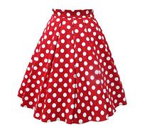 Retro Kleider Damen,Rockabilly Rock Damen,Mini Maus Kostüm,Petticoat Kleid Rote,Karneval Rot Weiss,50er A-Linie Polka Dot Röcke,Midi Faltenrock,Marienkäfer kostüme,Pantomimekostüm,Faschingskostüme S