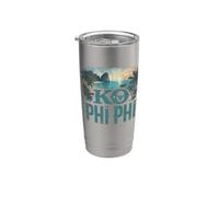 Retro Ko Phi Phi Paisaje Vintage Recuerdo Vaso térmico de acero inoxidable de doble pared
