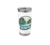 Retro Ko Phi Phi Paisaje Vintage Recuerdo Vaso térmico de acero inoxidable de doble pared