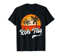 Retro KOH Tao Atardecer Palmeras Vintage Viaje Diseño Camiseta