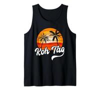 Retro KOH Tao Atardecer Palmeras Vintage Viaje Diseño Camiseta sin Mangas