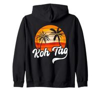 Retro KOH Tao Atardecer Palmeras Vintage Viaje Diseño Sudadera con Capucha