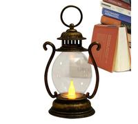 Retro Lantern Light - Lámpara de batería LED portátil, Vintage Home | Decor Lights, Tabletop Patio Bedside Accent, Cordless Ambient Lighting, Decorative Tent Light, Rustic