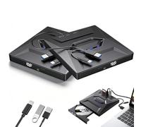 Retro Laptop CD DVD Player USB C 3.0 Portable CD Burner, 7-in-1 Multifunctional External Optical Drive with SD TF Card Slots for Laptop PC, Ideal for Data Backup DVD Ripper, Digital Conversion (A2)