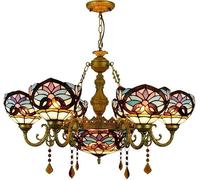 Retro - Large Many-Arm Chandelier,- Crystal CeilLights Stained Glass Pendant Lights Fixture Compatible with, Hallway, Stairway, Chandeliers
