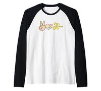 Retro Leopardo Paz Corazón Karma Boho Espiritual Camiseta Manga Raglan