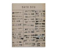 Retro Library Cards Poster - Date Due Vintage Wall Art for Reading Room, Study, Book Lover Decor(Unframed,16x24inch(40x60cm))