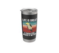 Retro Life Is Great Un pájaro cacatúa lo hace mejor Vaso térmico de acero inoxidable de doble pared