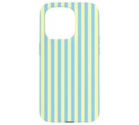 Retro Light Yellow and Blue Vertical Stripes Trendy Lines Carcasa para iPhone 15 Pro