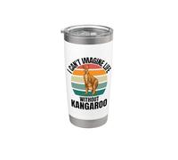 Retro Lindo Canguro I Can't Imagine Life Without Kangaroo Vaso térmico de acero inoxidable de doble pared