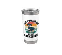 Retro Lindo Dachshund I Can't Imagine Life Without Dachshund Vaso térmico de acero inoxidable de doble pared