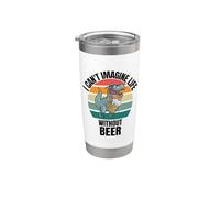Retro Lindo Dinosaurio I Can't Imagine Life Without Beer Vaso térmico de acero inoxidable de doble pared