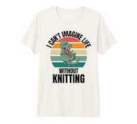Retro Lindo Dinosaurio I Can't Imagine Life Without Knitting Camiseta Premium