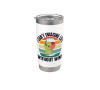 Retro Lindo Dinosaurio I Can't Imagine Life Without Wine Vaso térmico de acero inoxidable de doble pared
