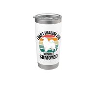 Retro Lindo Perro I Can't Imagine Life Without Samoyedo Dog Vaso térmico de acero inoxidable de doble pared