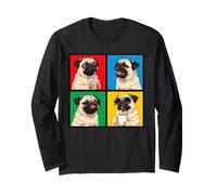 Retro Lindo Pug Funny Youth Life de Dad Mom Meme Coffee Manga Larga