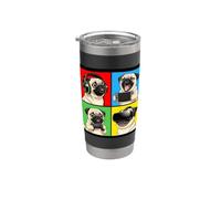 Retro Lindo Pug Funny Youth Life from Dad Mom Meme Gamer Vaso térmico de acero inoxidable de doble pared