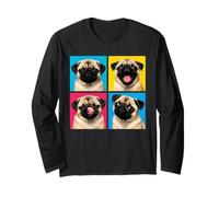 Retro Lindo Pug Funny Youth Life from Dad Mom Meme Grid Manga Larga