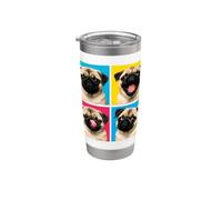 Retro Lindo Pug Funny Youth Life From Dad Mom Meme Grid Vaso térmico de acero inoxidable de doble pared