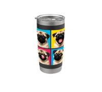 Retro Lindo Pug Funny Youth Life From Dad Mom Meme Grid Vaso térmico de acero inoxidable de doble pared
