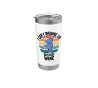 Retro Lindo Rinoceronte I Can't Imagine Life Without Wine Vaso térmico de acero inoxidable de doble pared