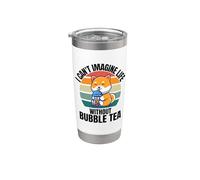 Retro Lindo Shiba Inu No puedo imaginar la vida sin té de burbujas Vaso térmico de acero inoxidable de doble pared