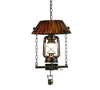 Retro Loft Lantern Lámpara de Queroseno Vintage E27 Barn Lantern Lámpara Colgante de Vidrio de Hierro Lámpara Colgante con Acabado de Bronce aceitado Lámpara Colgante para balcón Bar Cafetería Latón