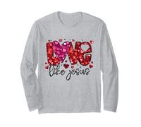 Retro Love Like Jesus Coquette Heart Bow Jesus Valentines Manga Larga